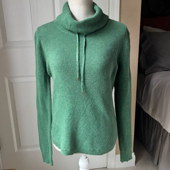 Ralph Lauren - Thermal Knit Cowl Neck Green Sweater - 100% Cotton (Size: M) - Picture 1 of 6